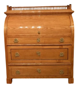 Biedermeier Roller Flap Secretary in Ash, 1840s