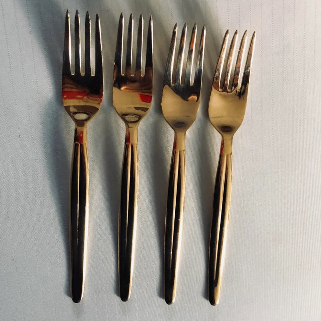 90's Present by Austria Vienna Gold Stainless Dinner Forks S/4 For Sale - Image 4 of 4