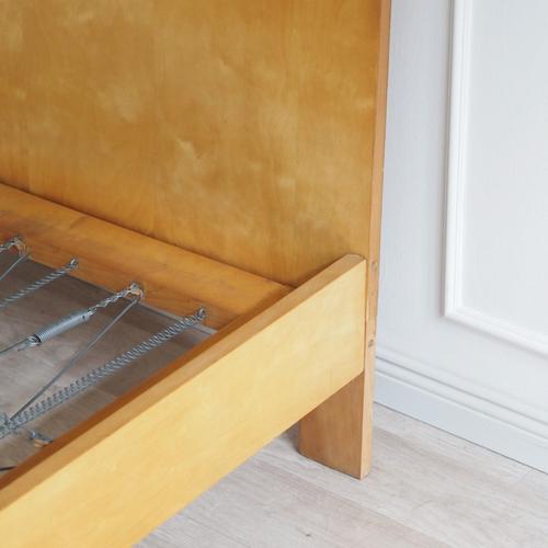 Brown Mid-Century Wooden Bed with Spring Core Slatted Base, 1950 For Sale - Image 8 of 16