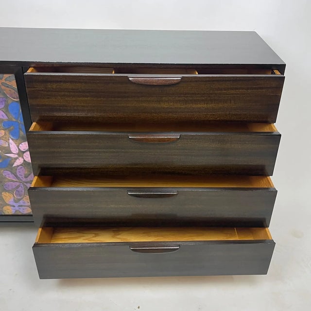 Wood Midcentury Harvey Probber Credenza Dresser With Arpad Rasti Enameled Doors Rare For Sale - Image 7 of 11