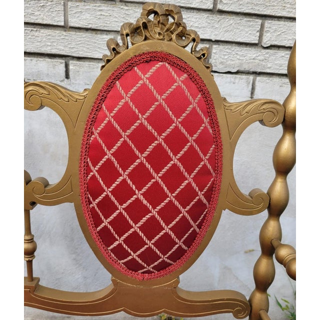 Mid 20th Century Antique Victorian Gilded Window Bench, Loveseat, New Upholstery For Sale - Image 9 of 12