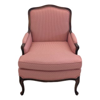Vintage Overstuffed Arm Chair With Frenchy Cabriole Legs, Unattached Comfy Seat & Back Cushions For Sale