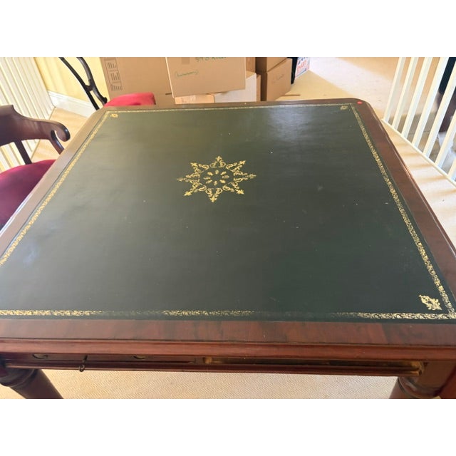 This Antique English Mahogany Double Writing Desk, made in Britain around 1850, is a stunning piece of Victorian-era...