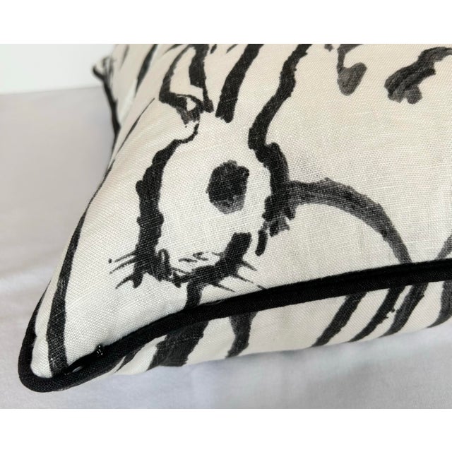 Modern Black and White Hunt Slonem Bunny Hutch 20" Pillow by Lee Jofa For Sale - Image 3 of 7