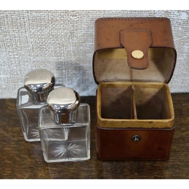 Brown Antique Travel Cologne Bottle Case, 1920s For Sale - Image 8 of 10