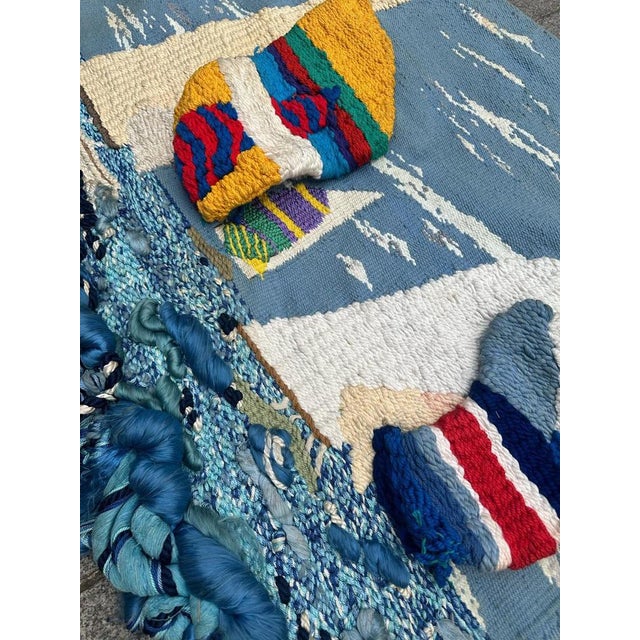Mid-Century Brutalist Macrame Tapestry with Boat Design, 1950s For Sale - Image 16 of 18