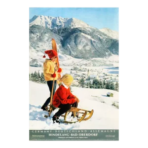 1940's Original Vintage German Travel Poster, "Wintersport and Health-Giving Cures in the Allgeau Alps"