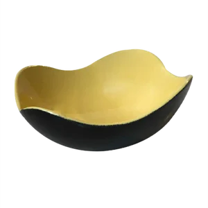 Vintage Black and Yellow Ceramic Congo Bowl by Kronjyden Randers, 1950s