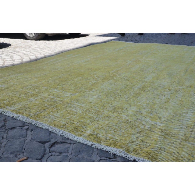 Textile Turkish Overdyed Yellow Rug - 7′8″ × 11′1″ For Sale - Image 7 of 9