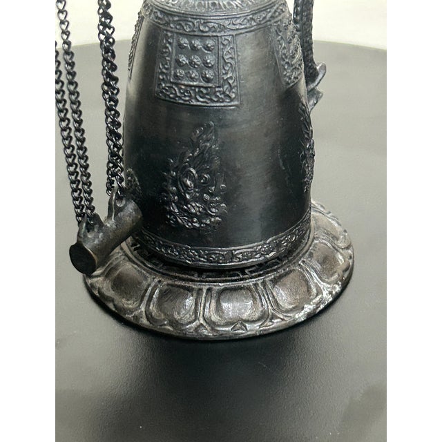 Vintage Japanese Cast Iron Dragon Temple Bell For Sale - Image 10 of 17