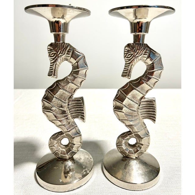 MCM Andrea by Sadek Silverplate Seahorse Candlestick Holders - A 4 Piece Set For Sale - Image 4 of 9