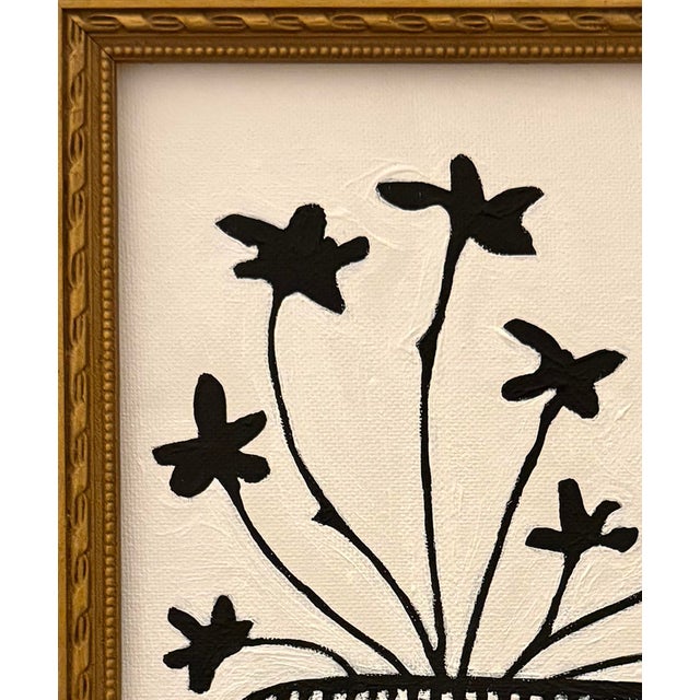 Abstract Original Contemporary Black and White Framed Floral Painting For Sale - Image 3 of 3