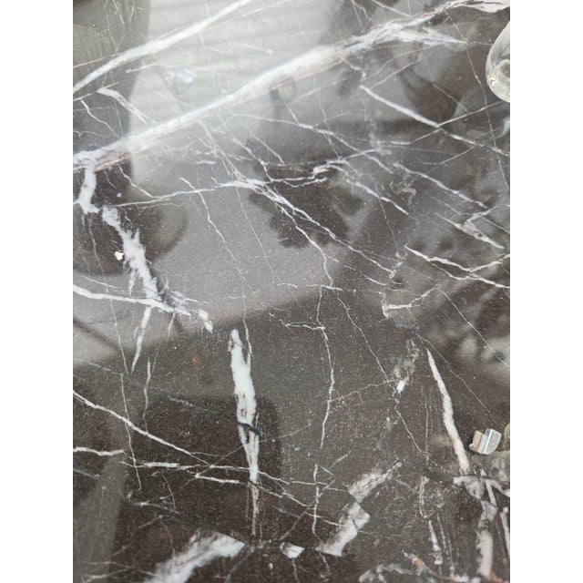 1990s Charlie Trotter's Restaurant Auction Provenance Neoclassical Carved Console With Inset Black Marble Top For Sale - Image 5 of 9