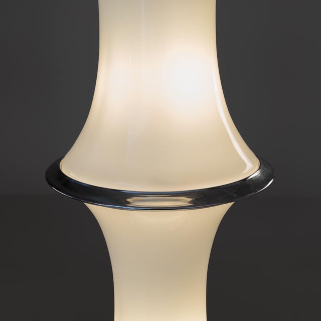 Floor Lamp in Opal Glass and Steel, 1970, in Good conditions. Designed 1960 to 1969 European Plug (up to 250V).The wiring...