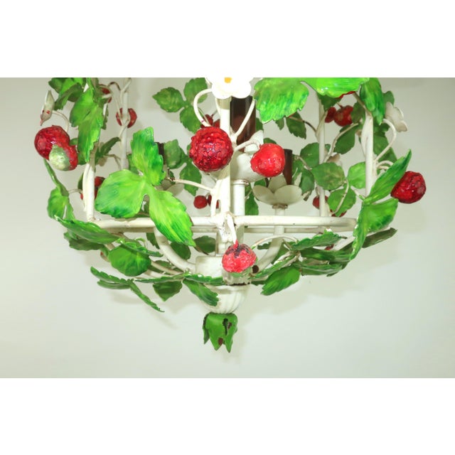 1960s Italian Tole Strawberry Birdcage Chandelier Lantern Light, c.1960 For Sale - Image 5 of 13