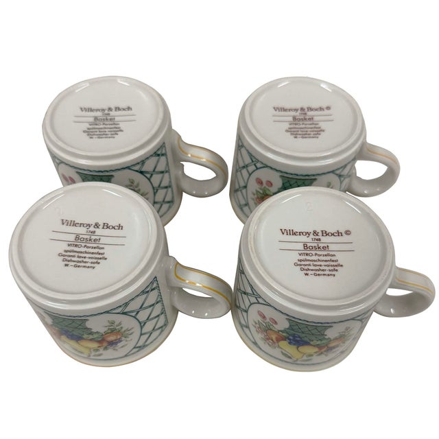 Vintage Set of Villeroy and Boch Basket Coffee Cups and Matching Saucers - Set of 8 For Sale - Image 9 of 12