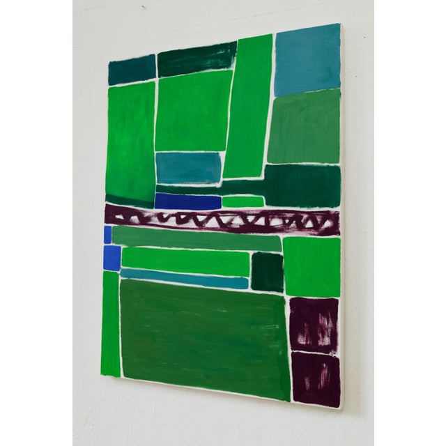 Contemporary "Squares / Green Purple" Large Abstract Painting by Simon Findlay - Set of 2 For Sale - Image 3 of 15