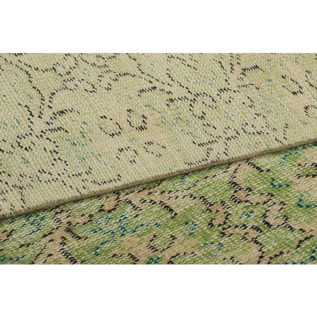 Textile Vintage Zeki Müren Rug in Chartreuse Green With Floral Patterns | Rug & Kilim For Sale - Image 7 of 7