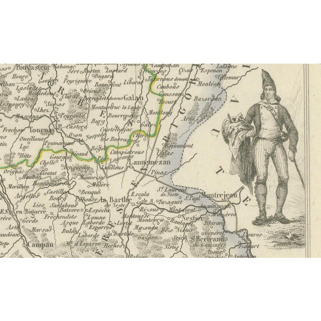 Paper Antique Map of Hautes-Pyrénées by Vuillemin, France, 1850 For Sale - Image 7 of 13