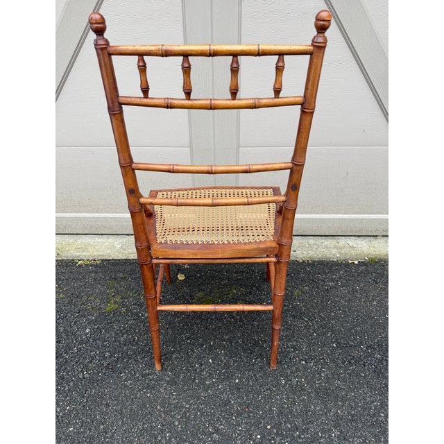 Antique Faux Bamboo R J Horner Style Caned Accent Chair For Sale - Image 14 of 18