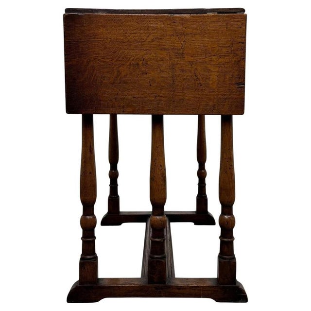 Gold 20th Century English Oak Drop-Leaf Side Table For Sale - Image 8 of 15