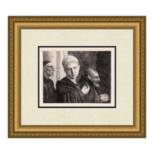 1870 Alphonse Legros Peasants in Church (Le Bapteme) (The Baptism) Framed