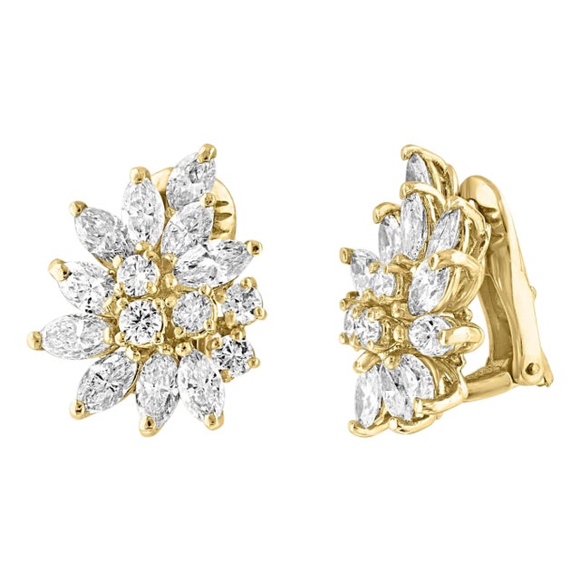 20 Natural Marquise Diamonds & 10 Round Diamond Clip on Earring 18 KYG For Sale