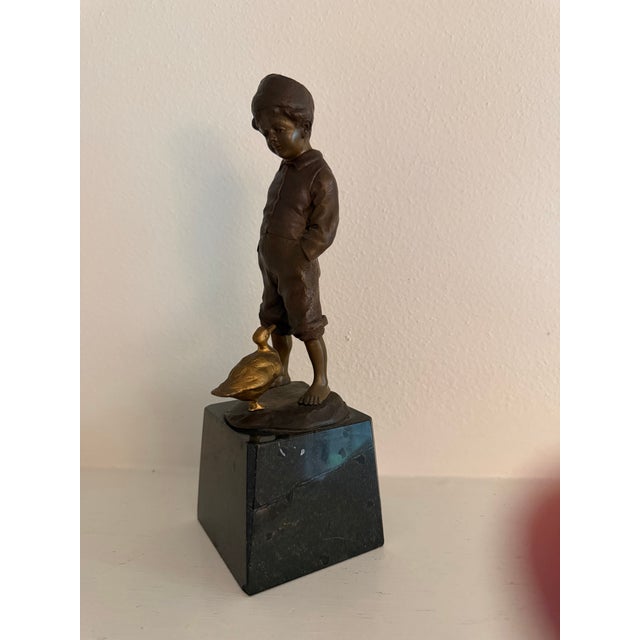 Metal Late 19th Century, Julius Paul Schmidt-Felling, "Goose Boy" Bronze Sculpture For Sale - Image 7 of 8