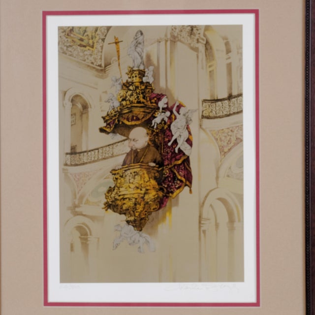 1970s Charles Bragg "The Observer" Hand Signed and Numbered Limited Edition 62/300 Framed and Matted Lithograph For Sale - Image 4 of 6