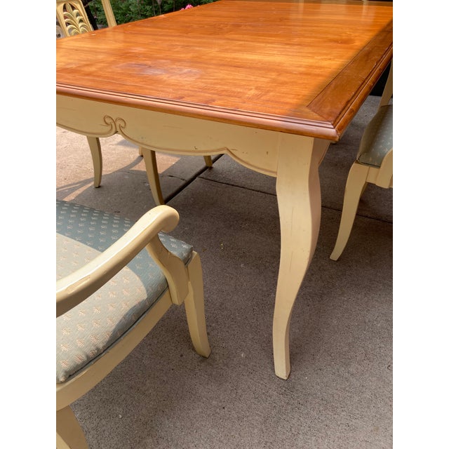 1990s Vintage Ethan Allen Legacy Dining Table & 4 Pineapple Arm Chairs