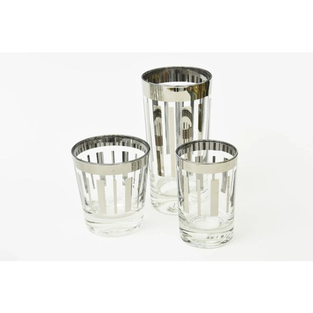 1950s Vintage Silvered Barware Set of 18 Glasses With Silver ,Modern Mid Century For Sale - Image 5 of 12