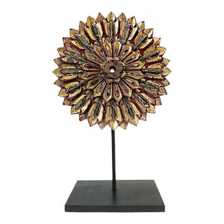 Reclaimed Wood Thai Flower Sculpture, Early 19th Century For Sale