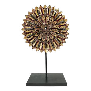 Reclaimed Wood Thai Flower Sculpture, Early 19th Century