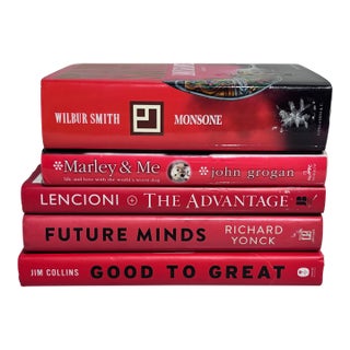 1990s Red Decorated of Four Hard Cover Books. For Sale