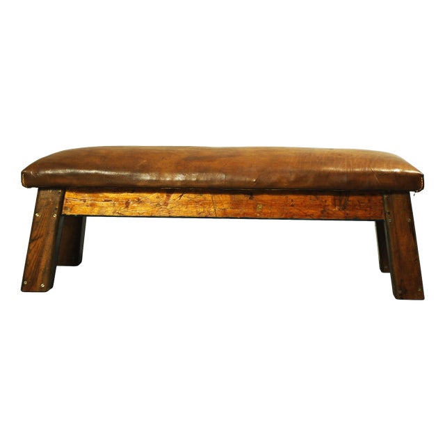 Leather Gym Bench, 1950s For Sale