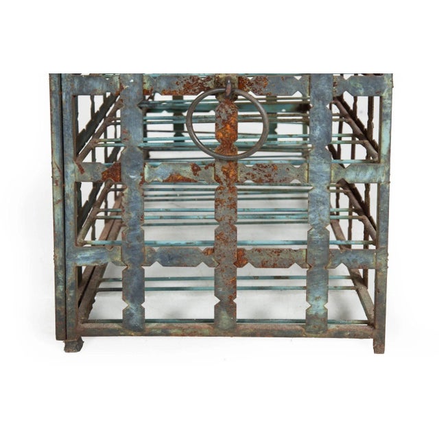 Antique French Wrought Iron Chest Wine Storage Rack for 28 Bottles For Sale - Image 12 of 12