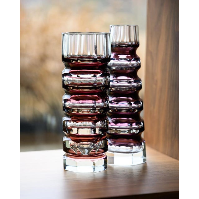 Ruby Red Block Vases from Ilm-Kristall, East Germany, 1970s, Set of 2 For Sale - Image 6 of 18