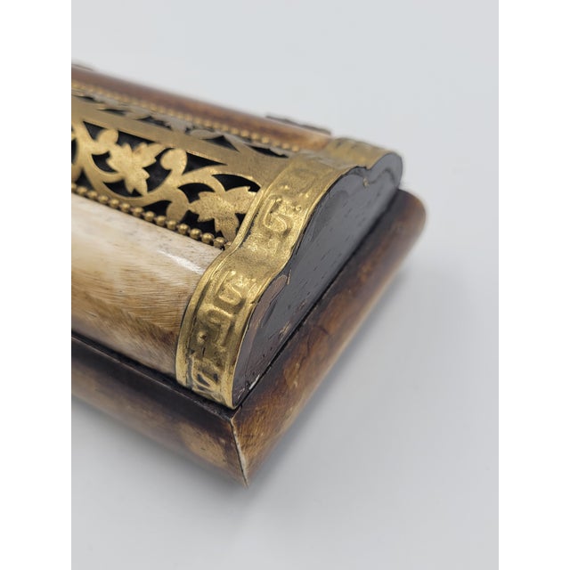 Vintage Indian Camel Bone & Brass "Ship of the Desert" Trinket Box For Sale - Image 9 of 12