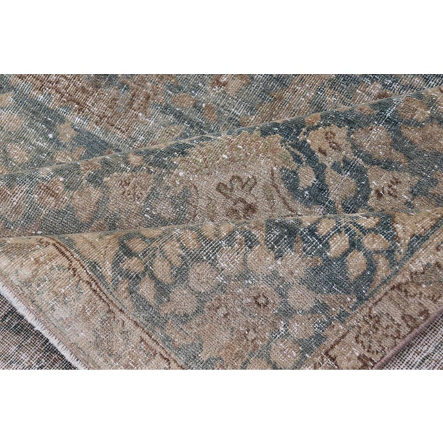 Antique Persian Tabriz Rug With Light Blue Field and Subtle Allover Design 6'4 X 9'10 For Sale - Image 13 of 14