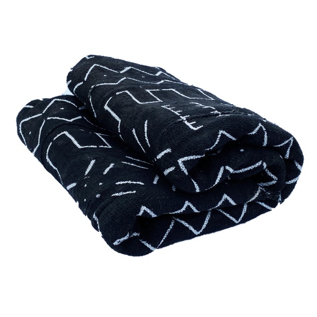 Vintage African Black and White Mud Cloth Textile Mali 65" H For Sale - Image 4 of 5