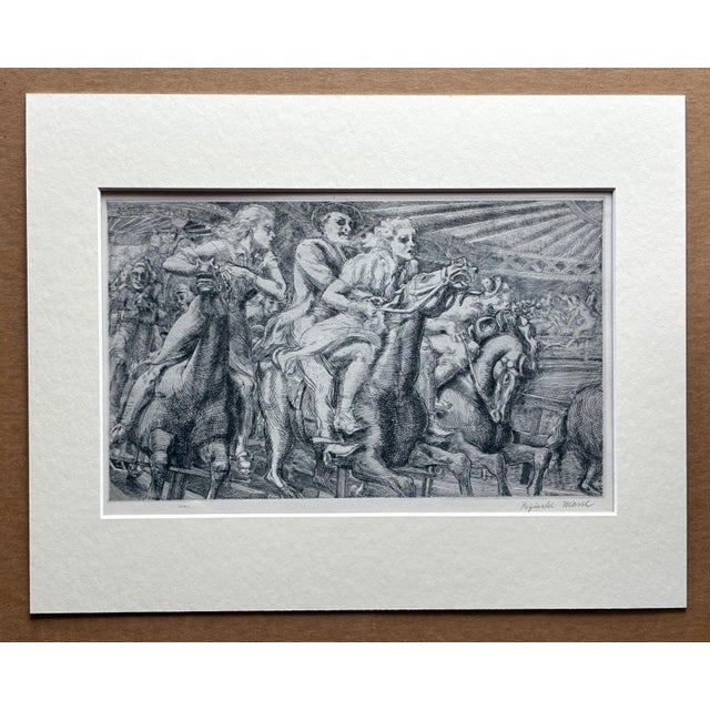 American Vtg 1939 Print in 11x14 Mat, Ready to Frame: Reginald Marsh, "Merry-Go-Round" For Sale - Image 3 of 3