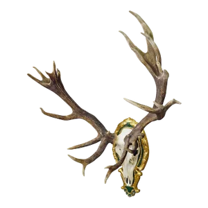 Capital Black Forest Uneven 32 Pointer Deer Trophy on Wooden Plaque