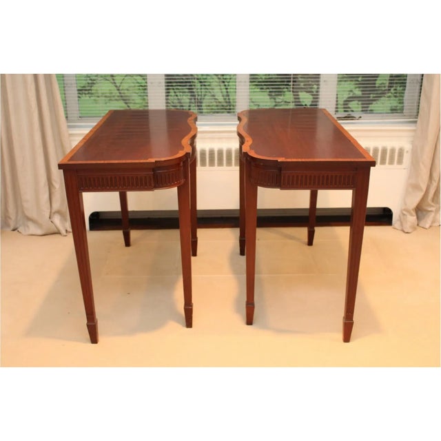Late 19th Century Heath & Brown English Regency Style Shaped Console Table—A Pair. For Sale In New York - Image 6 of 12