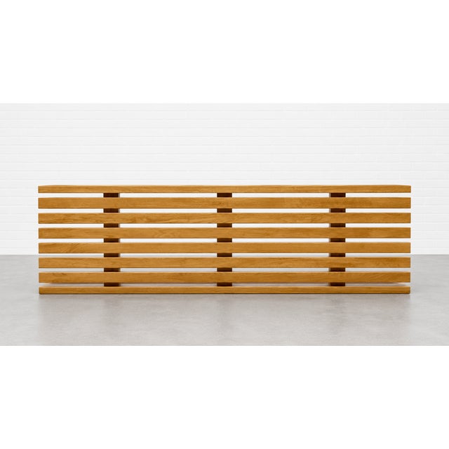 Mid Century Modern Styled Handmade Oak Slat Bench | Long Coffee Table For Sale In New York - Image 6 of 11