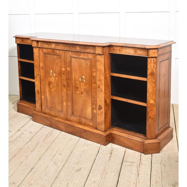 Walnut Inlaid Breakfront Bookcase For Sale - Image 15 of 18