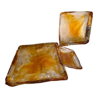 1970s Set of Three Mid-Century Modern Murano Glass Stackable Trays by Mazzega For Sale