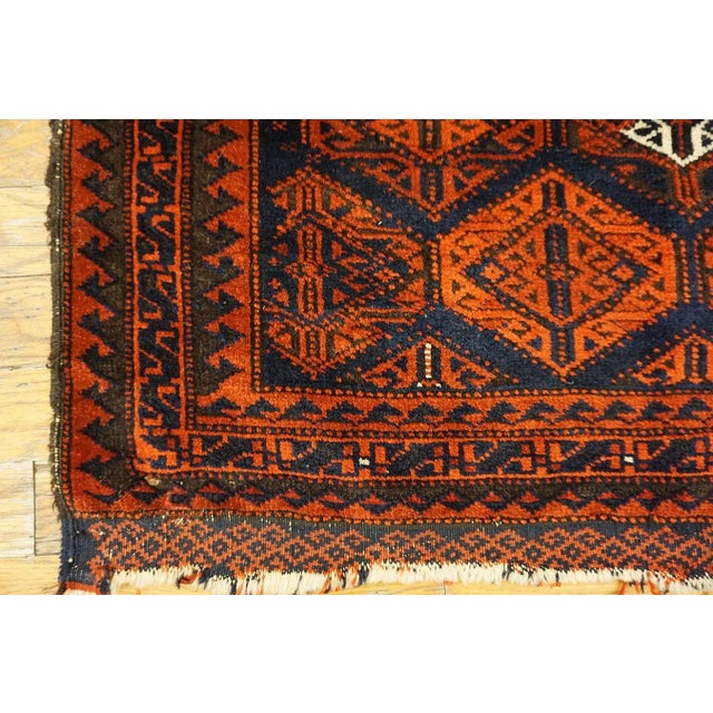 1900s Blue Navy Geometric Tribal Antique Persian Balouch Rug 2' 0'' X 2' 6'' Knotted Wool Carpet For Sale - Image 4 of 13