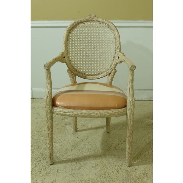 Age: Approx: 30 Years Old Details: Branch Carved Details White Washed Finish Vintage Vinyl Seats Tight & Sturdy Condition:...