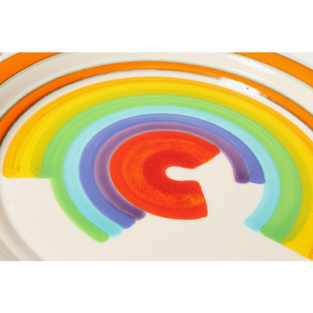 Set of Eight Italian Porcelain Salad and Dinner "Rainbow" Plates by Mancer For Sale - Image 12 of 16