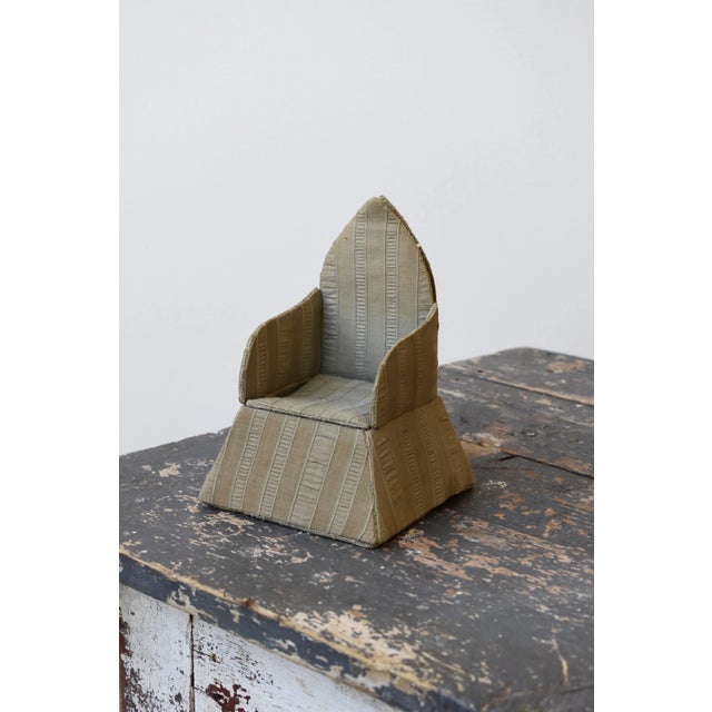 Vintage Miniature Pin Cushion Seersucker Chair With Hidden Storage, Circa 1920s-30s For Sale - Image 16 of 16